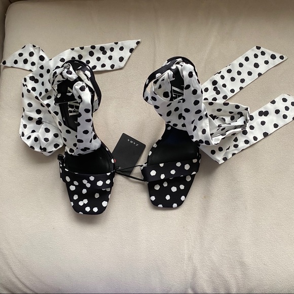 Zara polka dot high heel heel sandals - Picture 8 of 8
